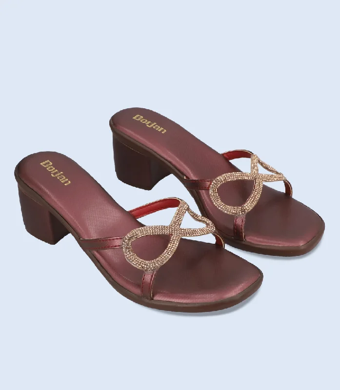 BW6357-MAROON-Women Slipper Heel