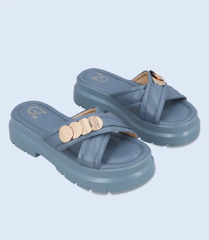 BW6644-BLUE-Women Platform Slipper