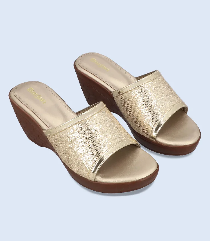 BW9912-GOLDEN-Women Platform Slipper Heel