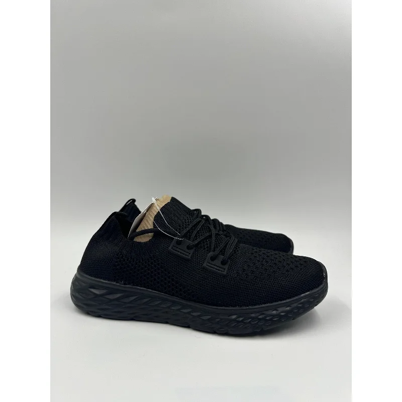 Women's Size 5, All Black Knit Slip-on Sneakers with Laces and a Foam Sole