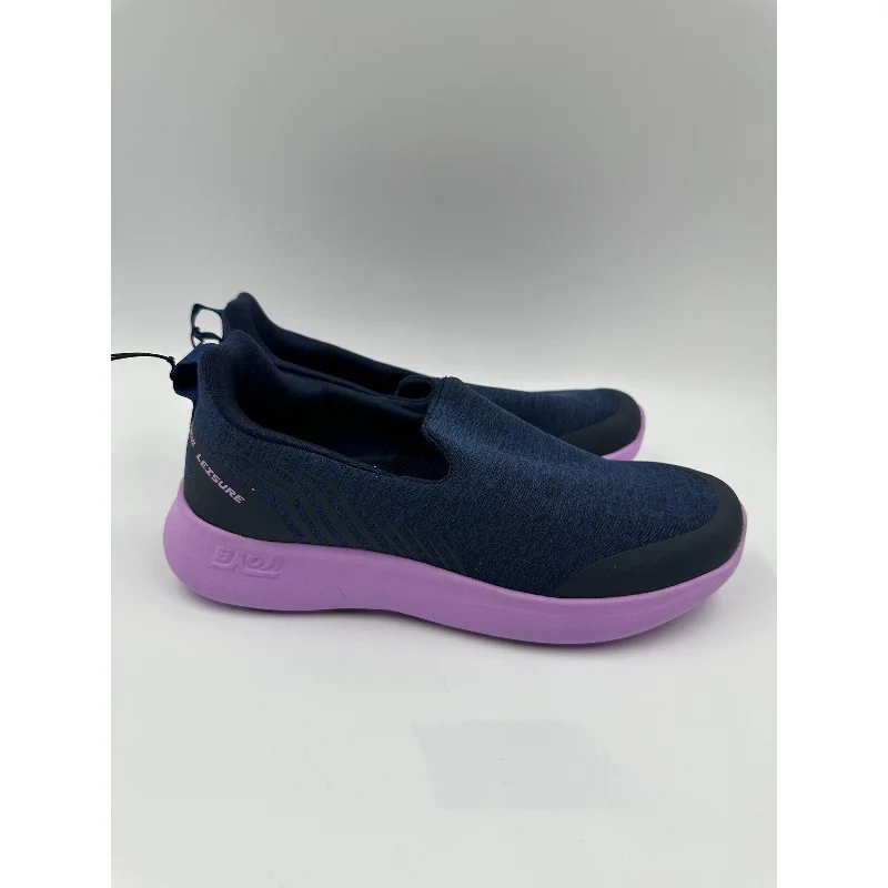 Women's Size 7.5 Navy and Purple Slip-on's with Thick Sole for All Day Comfort