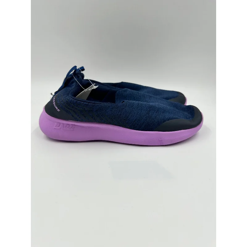 Women's size 7, Navy Blue Knit Slip-on Sneaker with Purple Sole